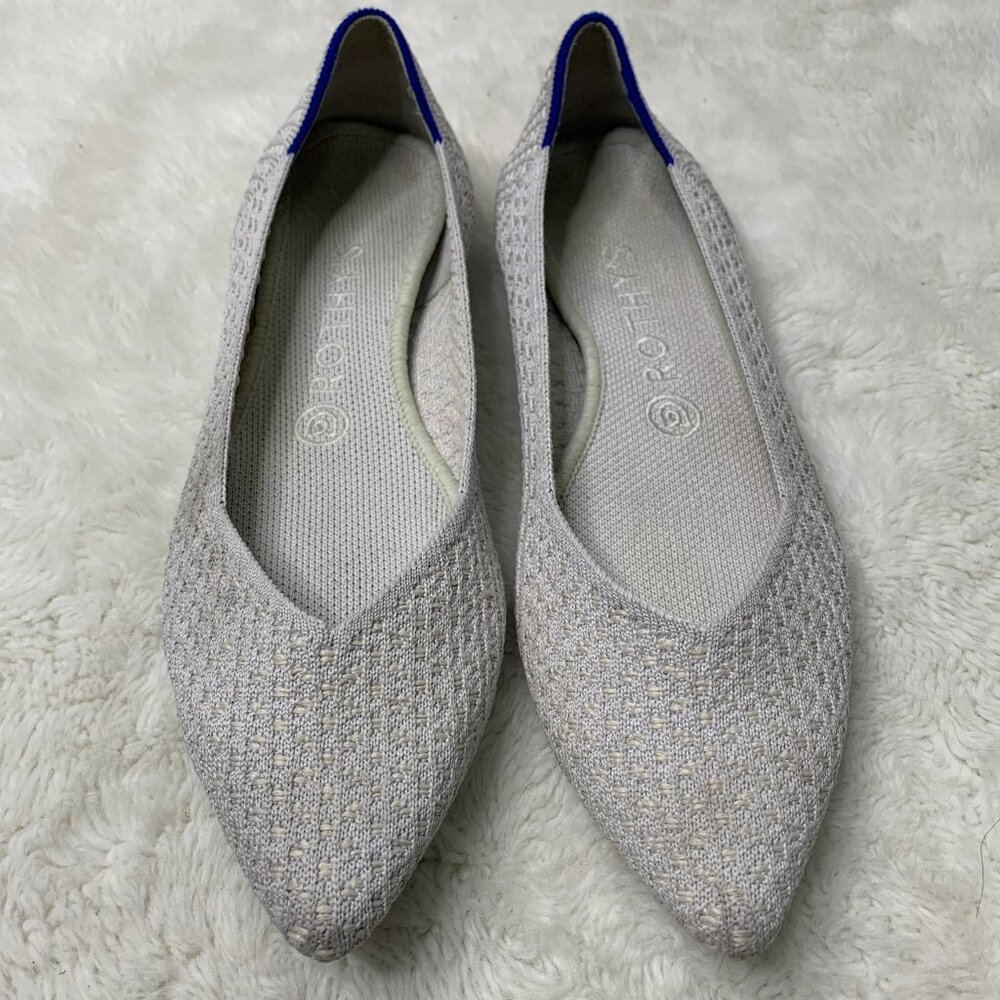 Rothy’s Women's White Gray Honeycomb The Point Toe Ballet Flats Size 9